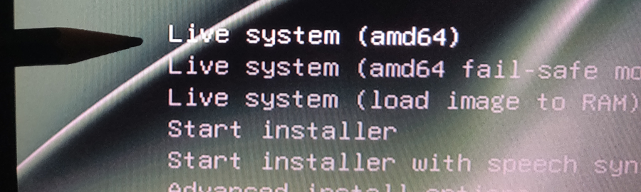 bunsenlabs Live System option on welcome screen