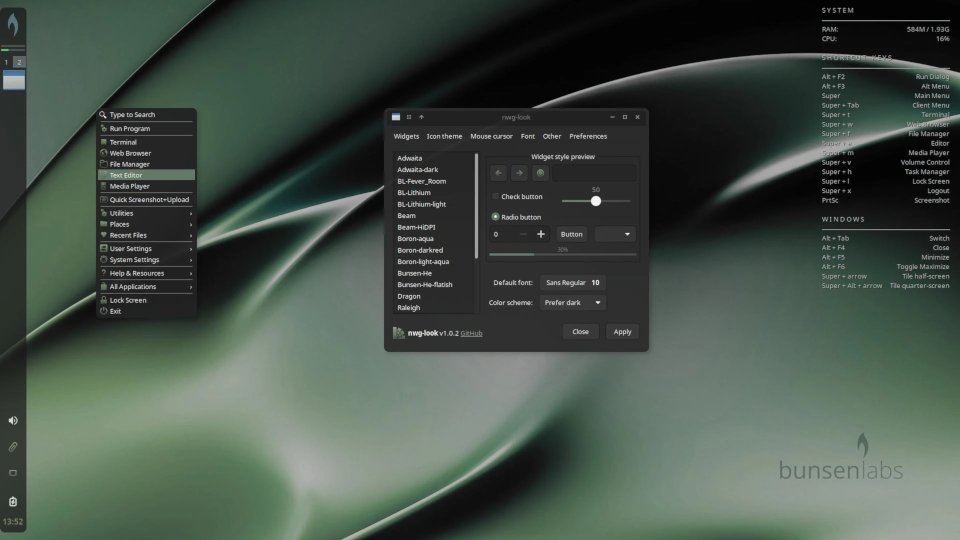 bunsenlabs live desktop (attr bunsenlabs.org)