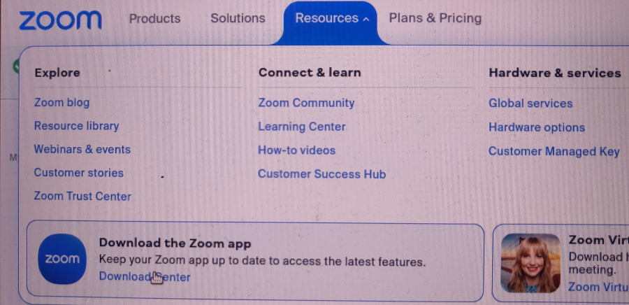 Download Zoom button @ zoom.us