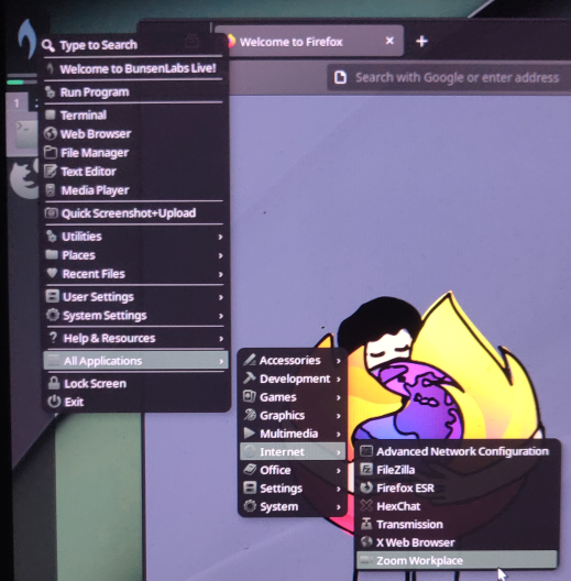 image showss series of submenus to navigate to newly installed zoom